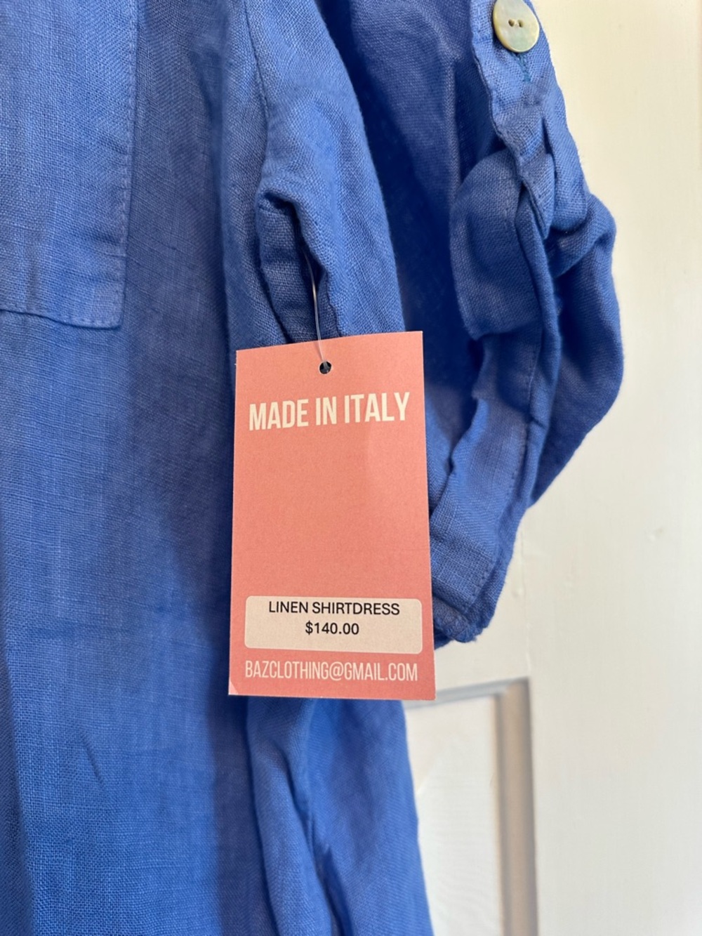 Made in Italy Linen Shirt Dress - Picture 2 of 2